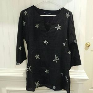 Bahama Hand Prints Women's Black Blouse